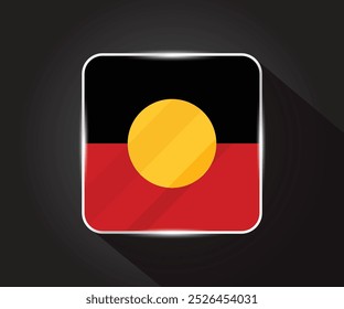 Ilustração do ícone quadrado brilhante da bandeira da origem 