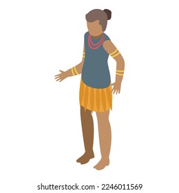 Aborigin kid icon isometric vector. Tribal female. Africa family