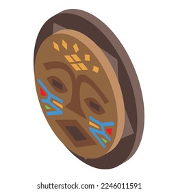 Aborigin mask icon isometric vector. Ethnic culture. Native tribe