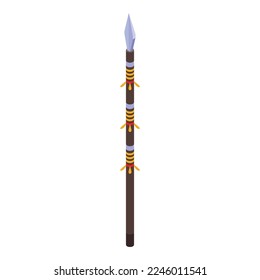 Aborigin spear icon isometric vector. Tribal culture. Totem skin