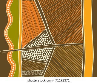 Aboriginal Abstract Background, Australian Art Style