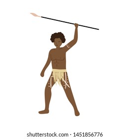 Aboriginal african warrior man with long metal lance