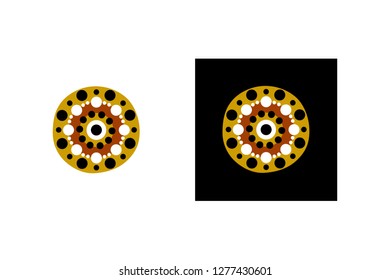 Aboriginal art design vector logo icon including ethnic Australian motive with multicolored typical elements
