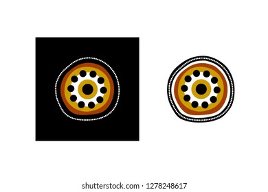 Aboriginal art design vector logo icon including ethnic Australian motive with multicolored typical elements