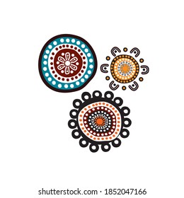Aboriginal art dots paining icon logo design vector template
