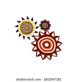 Aboriginal art dots paining icon logo design vector template