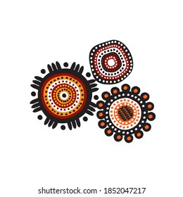 Aboriginal art dots paining icon logo design vector template