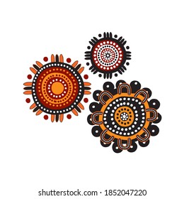 Aboriginal art dots paining icon logo design vector template