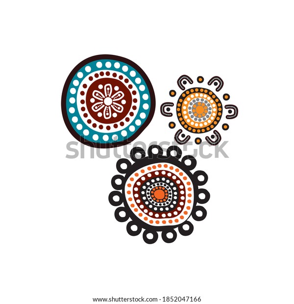 Aboriginal art dots paining icon logo design\
vector template