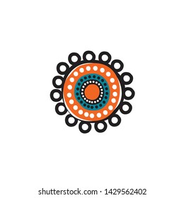 Aboriginal art dots painting icon logo design vector template