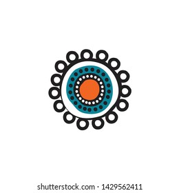 Aboriginal art dots painting icon logo design vector template