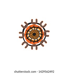 Aboriginal art dots painting icon logo design vector template