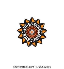 Aboriginal art dots painting icon logo design vector template
