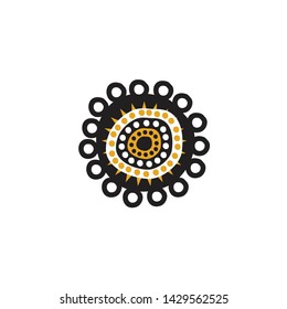 Aboriginal art dots painting icon logo design vector template