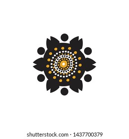 Aboriginal art dots painting icon logo design template