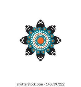 Aboriginal art dots painting icon logo design vector template