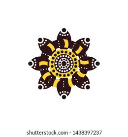 Aboriginal art dots painting icon logo design vector template