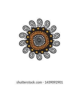Aboriginal art dots painting icon logo design vector template