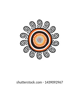 Aboriginal art dots painting icon logo design vector template