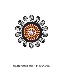 Aboriginal art dots painting icon logo design vector template