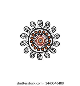 Aboriginal art dots painting icon logo design vector template
