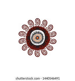 Aboriginal art dots painting icon logo design vector template