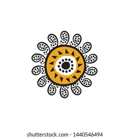 Aboriginal art dots painting icon logo design vector template
