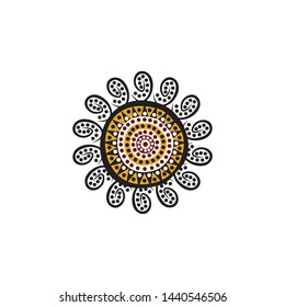 Aboriginal art dots painting icon logo design vector template