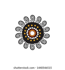 Aboriginal art dots painting icon logo design vector template