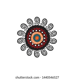 Aboriginal art dots painting icon logo design vector template