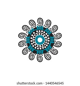 Aboriginal art dots painting icon logo design vector template