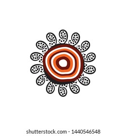 Aboriginal art dots painting icon logo design vector template
