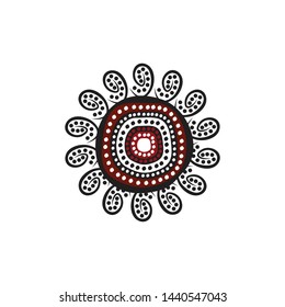 Aboriginal art dots painting icon logo design vector template