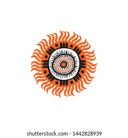 Aboriginal art dots painting icon logo design vector template