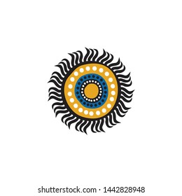 Aboriginal art dots painting icon logo design vector template