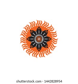 Aboriginal art dots painting icon logo design vector template