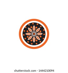 Aboriginal art dots painting icon logo design vector template