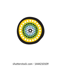 Aboriginal art dots painting icon logo design vector template