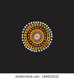 Aboriginal art dots painting icon logo design vector template