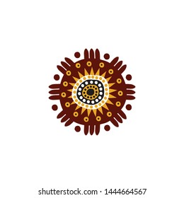 Aboriginal art dots painting icon logo design vector template