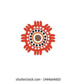 Aboriginal art dots painting icon logo design vector template