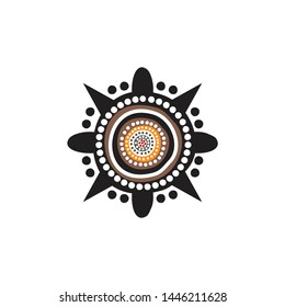 Aboriginal art dots painting icon logo design template