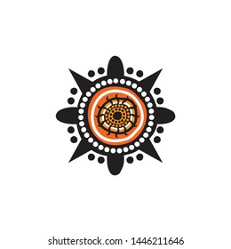 Aboriginal art dots painting icon logo design template