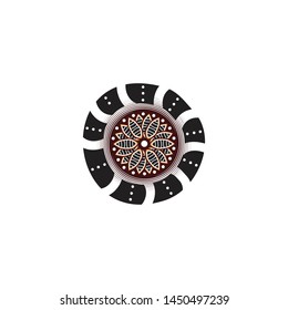 Aboriginal art dots painting icon logo design vector template