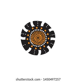 Aboriginal art dots painting icon logo design vector template