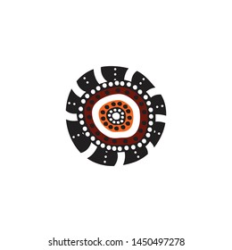 Aboriginal art dots painting icon logo design vector template