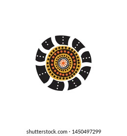 Aboriginal art dots painting icon logo design vector template