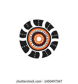 Aboriginal art dots painting icon logo design vector template