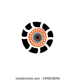 Aboriginal art dots painting icon logo design vector illustration template
