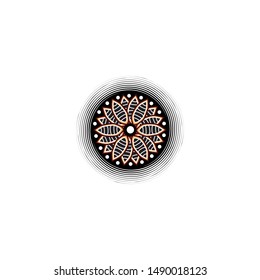 Aboriginal art dots painting icon logo design vector illustration template